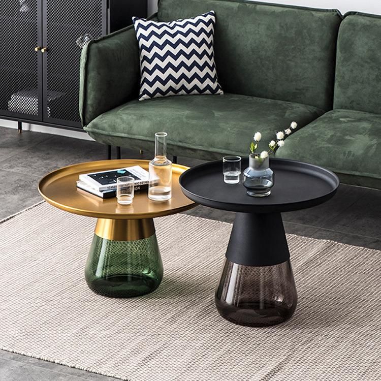 Modern Luxury Glass Body Titanium Coffee Table