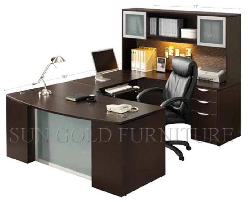 Modern Corner L Shape Computer Desk PVC Office Desk (SZ-ODT674)