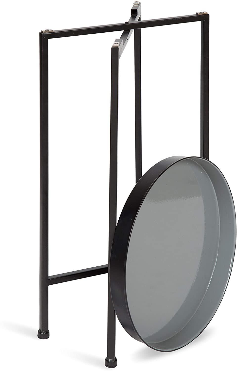 Kate and Laurel Celia Round Metal Tray Accent Table, 14" X 14" X 25.75", Black and Silver, Modern Minimalist Design and