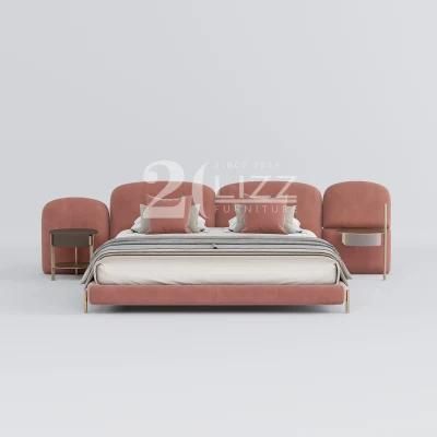 Lizz High Quality Home Furniture Wholesale Price Modern Luxury King Size Bedroom Bed with Metal Leg