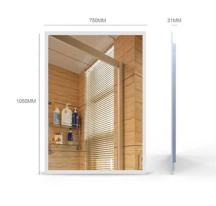 Acrylic Diffuser Soft Light Smart Glass Vanity Furniture LED Bathroom Wall Lighted Mirror with Hanging Bracket
