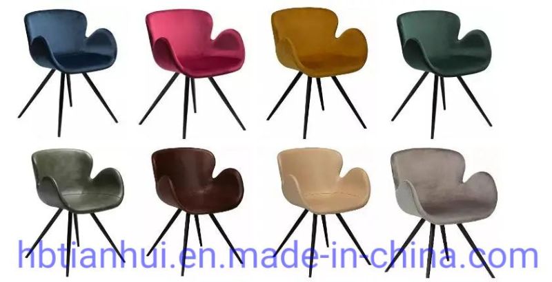 Hotel Coffee Fabric Surface Metal Legs Dining Chair