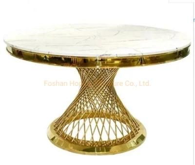 Modern Luxury Restaurant Dining Hotel Banquet Wedding Event Furniture Round Table with Marble Top