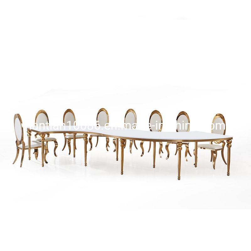 Made in Foshan Golden Base Modern Dining Tables Wedding Public Furniture