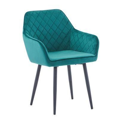 Luxury Metal Tube Legs Pattern Back Fabric Seat Dining Chair