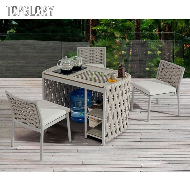 Modern Design Outdoor Patio Garden Furniture Aluminum Tube Rope Weave Table and Chair