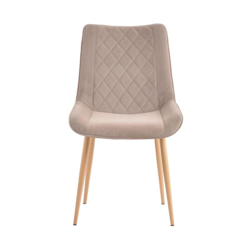 Simple Velvet Fabric Wooden Design Soft and Comfortable Dining Chair