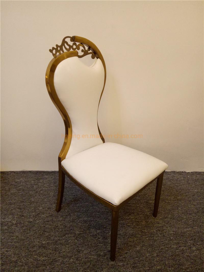 Modern White Silver Hotel Metal Stacking Restaurant Chiavari Dining Banquet Event Chair