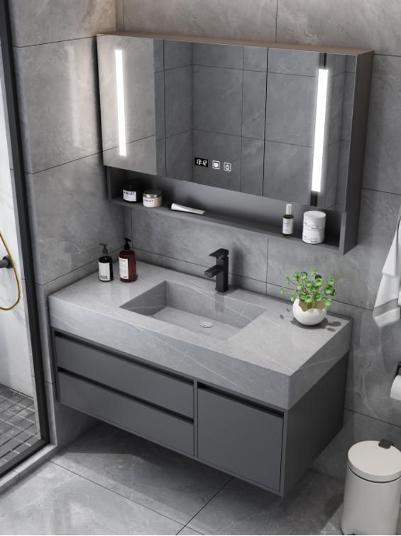 Rock Plate One-Body Basin Bathroom Cabinet Combination Modern Simple Toilet Wash Table Wash Basin Basin Cabinet Combination