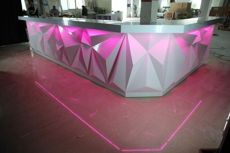 2016 Top Sales Custom Bar Counter Commercial Newly Design LED Orange Lighted Kfc Bar Counter with Light