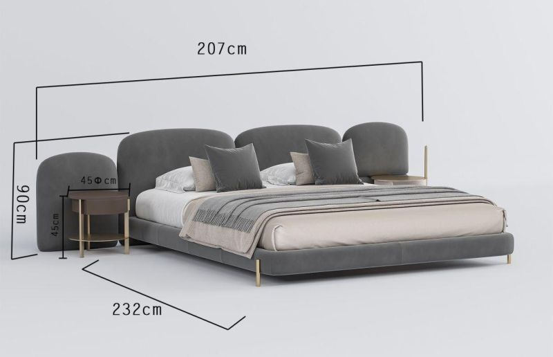 Modern Stylish Fabric Single Double King Size Bedroom Set Luxury Home Hotel Velvet Optional Colors Bed