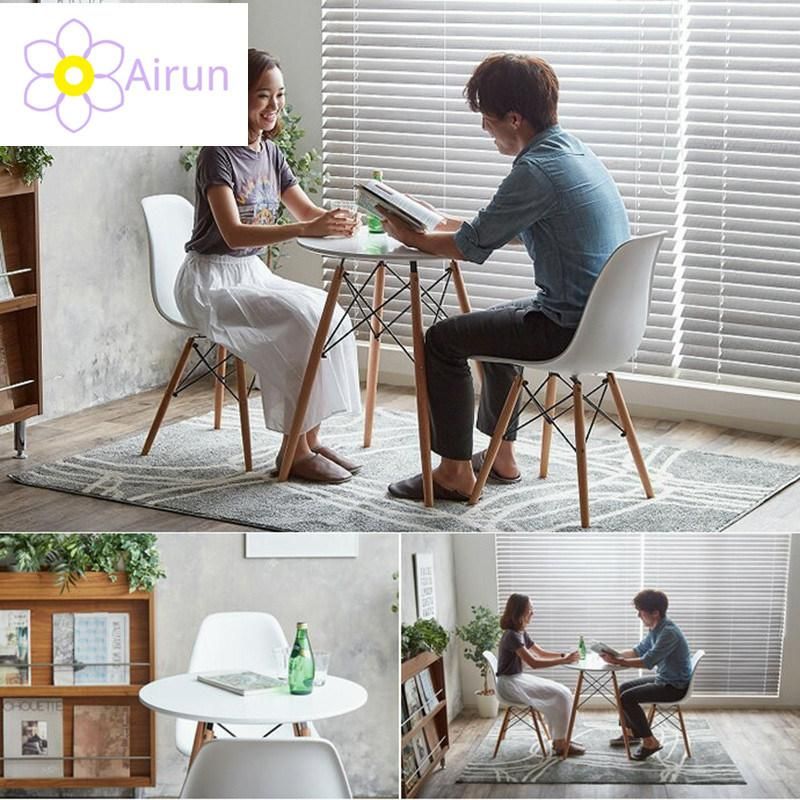 Chinese Restaurant Furniture Cheap Simple White Round Dining Table Decor with Beech Wood Legs