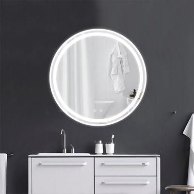 Round Frameless Backlit Bathroom Vanity Mirror with Dimmable Color