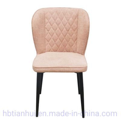 Modern Fashion Colorful Soft Fabric Upholstery Cafe Dining Chair with Metal Leg