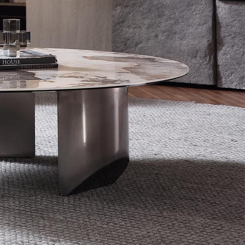 Home Furniture Titanium Round Pandora Marble Stone Coffee Table