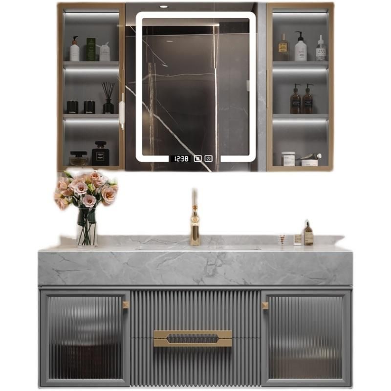 Customized Rock Board Wall Hung Cabinet with Bathroom Vanity with LED