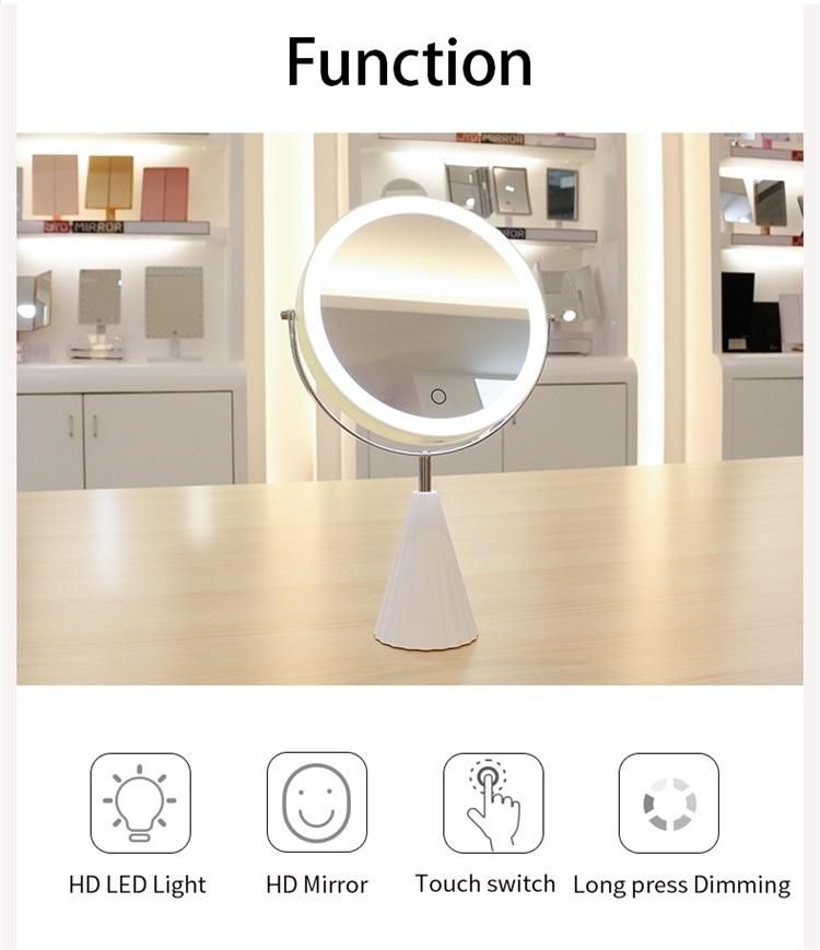 Rechargeable 10X 1X Lighted Magnifying LED Tabletop Cosmetic Makeup Mirror