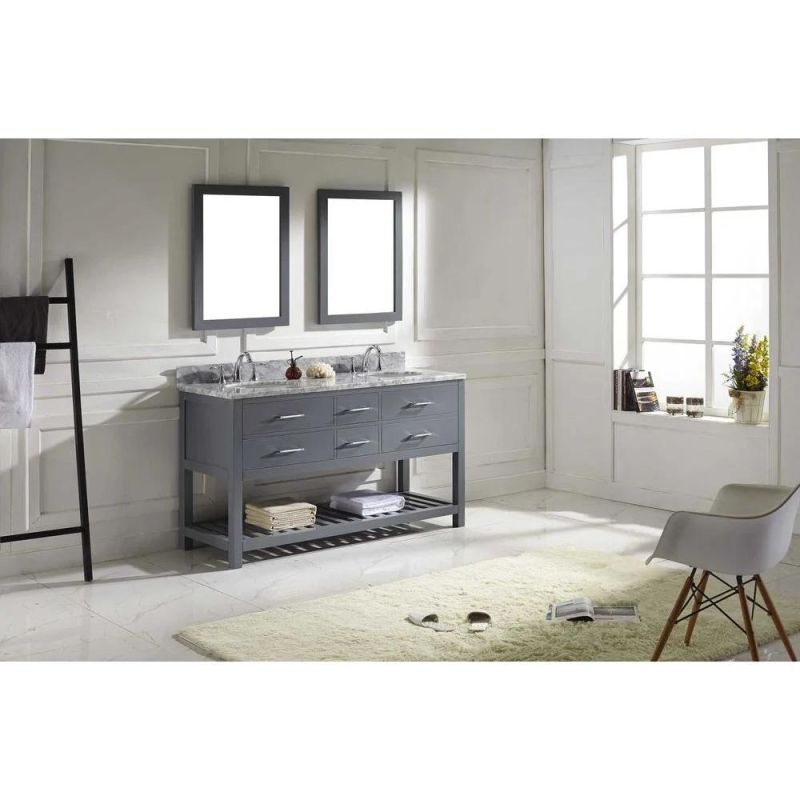 Classic Grey American Oak Wood Modern Single Sink Bathroom Cabinet