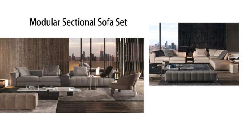 Luxury Italian Design Style Napa Top-Grain Real Leather Couch Sofa Home Living Room Furniture Set Modular Sectional Sofa