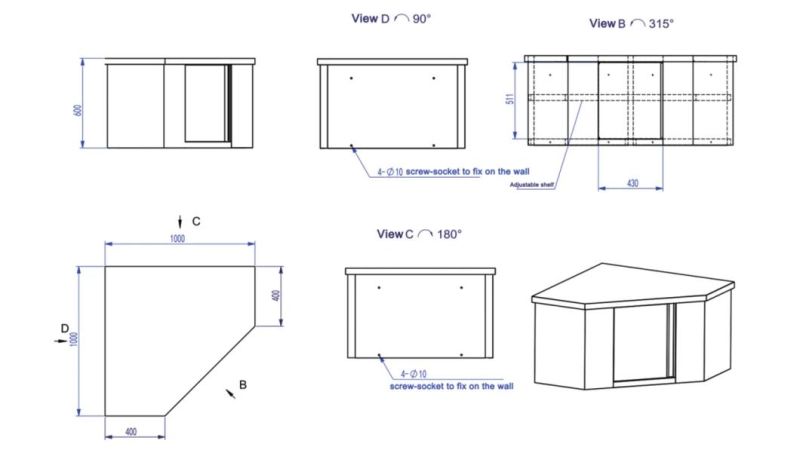 Kitchen Stainless Steel Wall Mounted Storage Enclosed Cabinet with Shelf