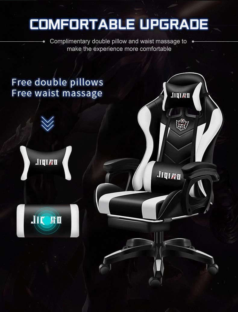 Cheap LED PU Leather Reclining OEM ODM Ergonomic Silla Gamer Office PC Racing Computer Gaming Chair with Footrest and Massage