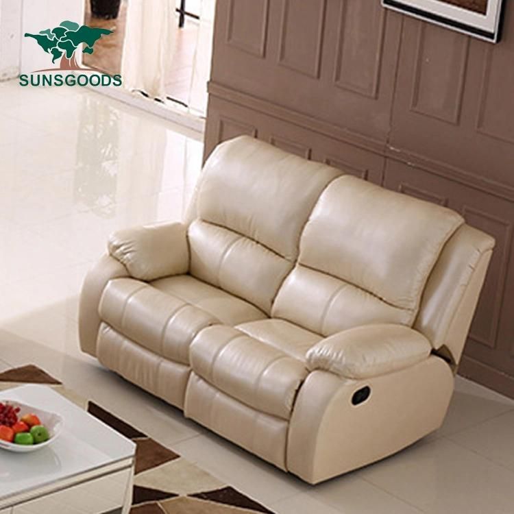 Real Leather Reclining Couch Living Room Sofa Modern Design