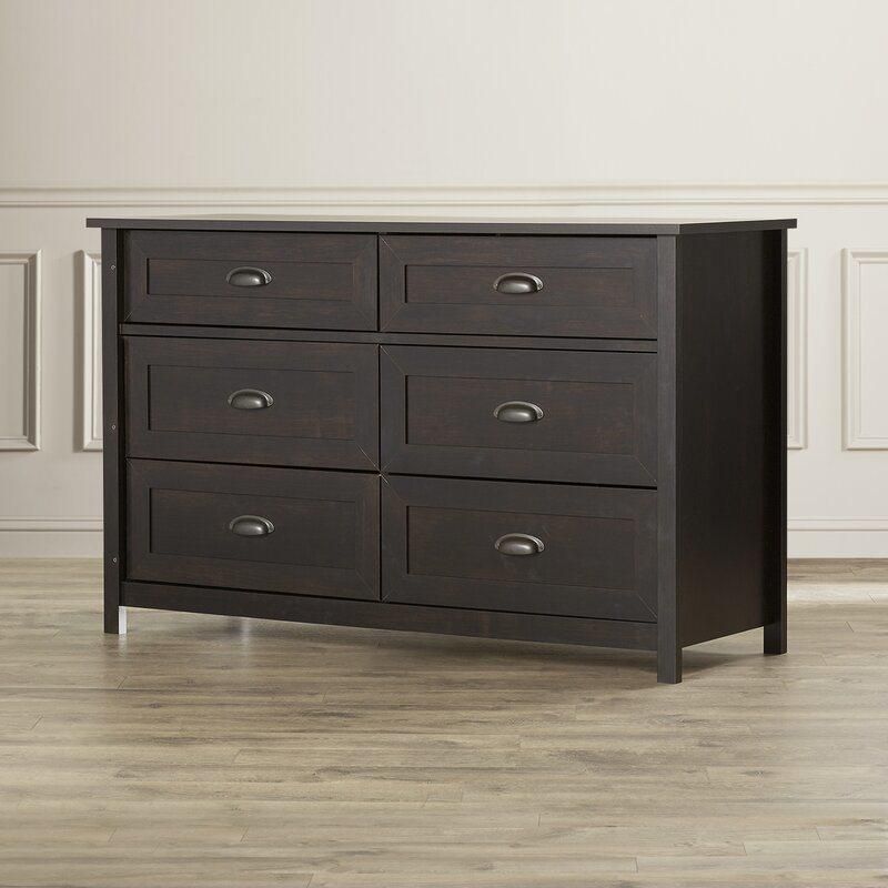 Antique Furniture Coffee Rossford 6 Drawer Dresser Sideboard with Metal Handle in Bedroom