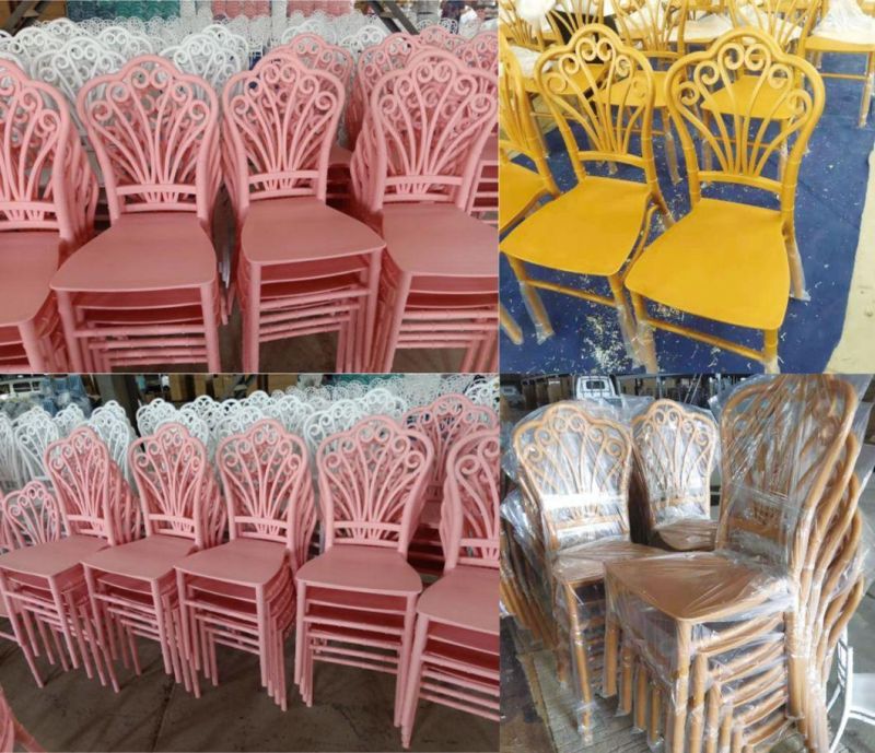 Factory Direct Sales Plastic Material Flower Back Wedding Chair Chair