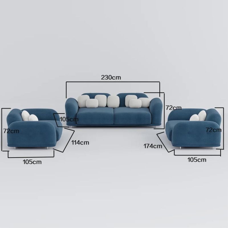 Contemporary European Design Modern Sectional 1+2+3 Velvet Fabric Living Room Sofa Fruniture