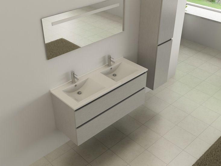 Modern Light Luxury Bathroom Cabinet Melamine Bathroom Vanity Cabinet with Mirror Ceramics Counter Top &Ceramics Basin