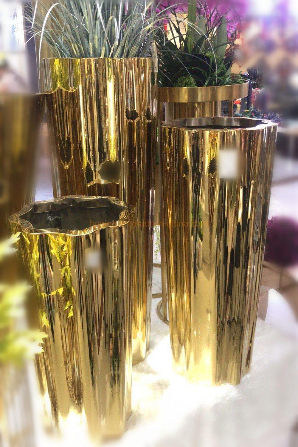 Modern Hotel VIP Room Table Round Golden Metal Event Wedding Decoration Flower Stand