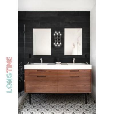 China Modern Bathroom Vanity Toilet Furniture Bathroom Cabinet with Double Ceramic Wash Sink