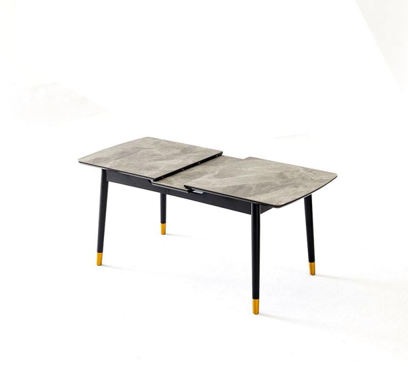 Carbon Steel Restaurant Furniture White Marble Rock Beam Table