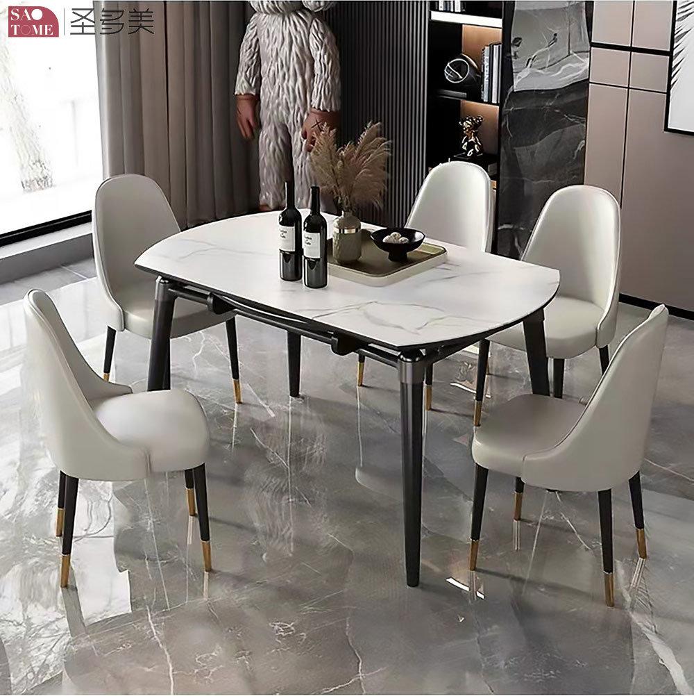 Modern Style Hotel Restaurant Home Living Room Furniture Stainless Metal Slate Dining Table