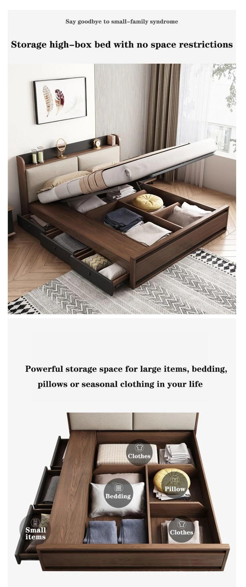 Modern Wooden Melamine Hotel Furniture Sofa King Size Bedroom Bed