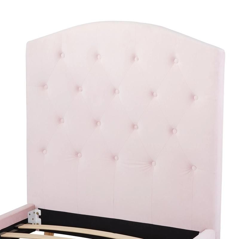 Bedroom Furniture Standard Modern Home Use Fabric Pink Upholstered Bed