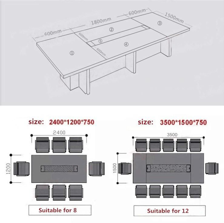 Black Wooden Meeting Desk Conference Room Office Furniture for 10 Person