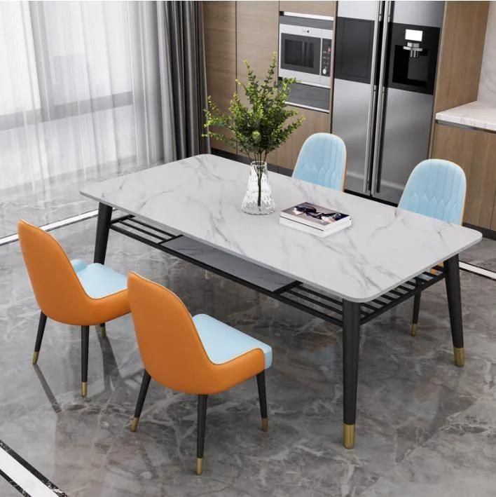 Light Luxury Rock Slab Marble Dining Table and Chair Combination Nordic Minimalist Post-Modern Home Dining Table