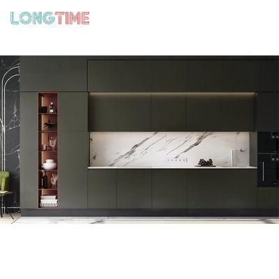 Black Matt Lacquer European Style Bespoke Ready Assemble Modular Islands Handless Cheap Modern Custom Kitchen Cabinet