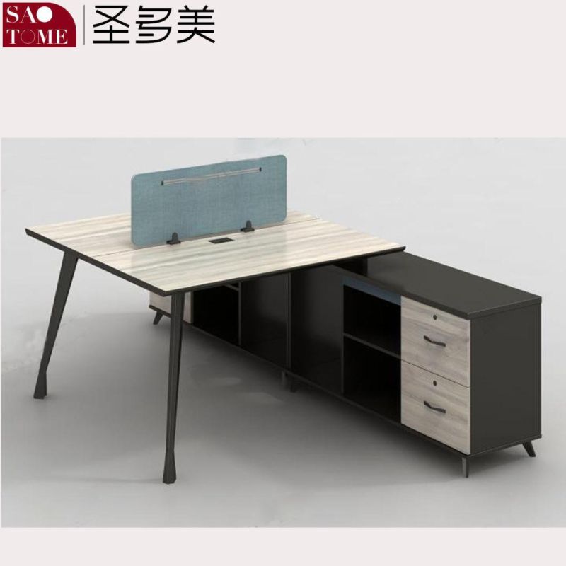 Modern Minimalist Office Furniture with Sideboard Four-Person Desk