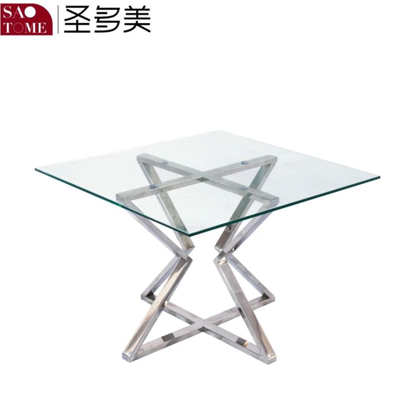 Modern Hot Selling Living Room Stainless Steel Transparent Glass Round Coffee Table