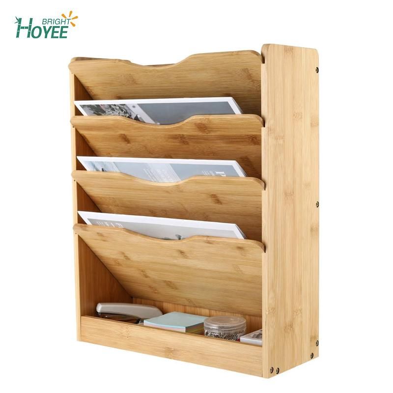 Natural 5 Tier Hanging Bamboo Wall Magazine Rack