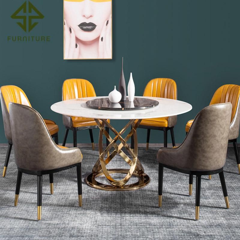 Modern Design Stainless Steel Frame Marble/MDF Top Dining Room Table Sets Home Furniture