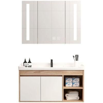 Modern Simple Big Storage Bathroom Vanities with LED Mirrored Cabinet