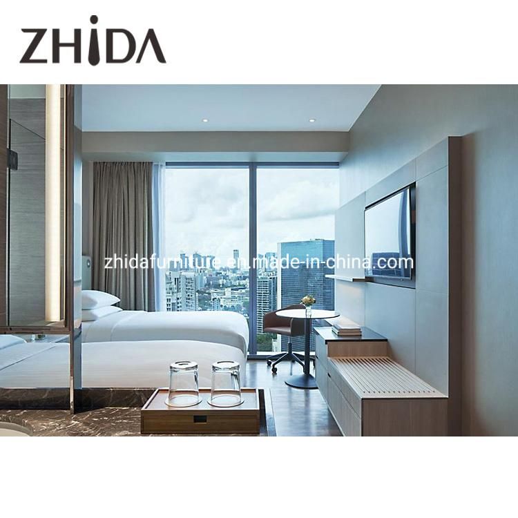 Zhida Customized Modern Furniture Commercial Hotel Project Guest Room Bedroom King Size Fabric Bed for Sale