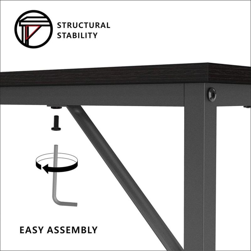 Modern Office Desk Wooden Home Office Table Office Furniture Computer Desk Executive Table Metal Steel in Brown
