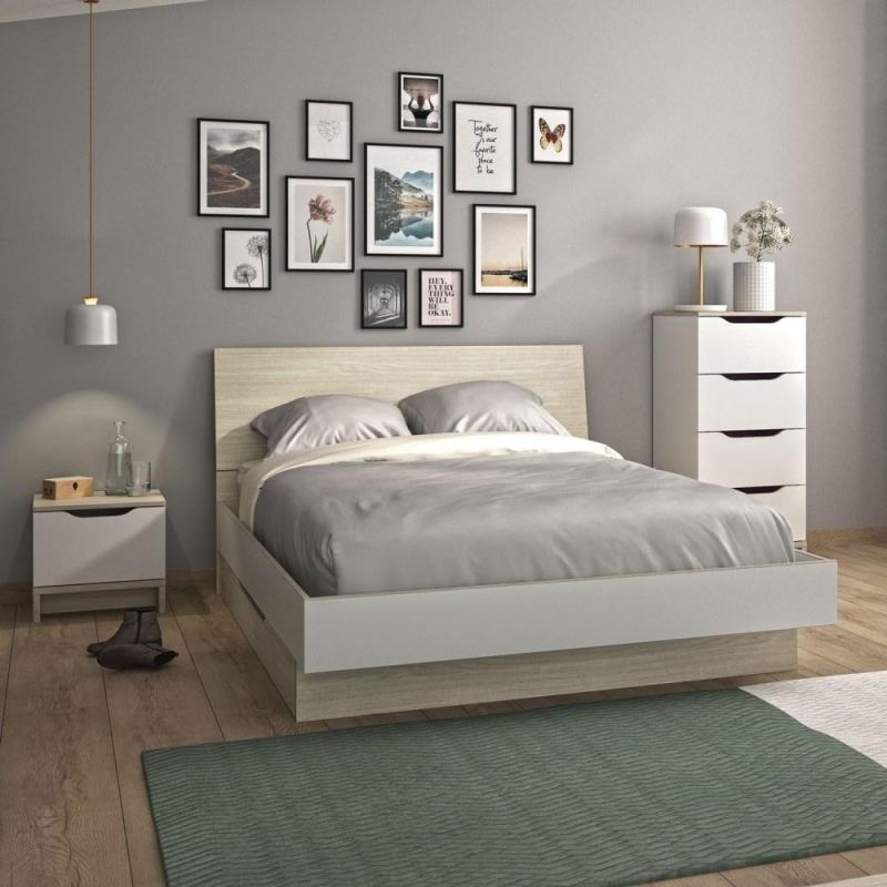 Wholesale Nordic Style Bedroom Furniture with Storage Bed Dressing Table and Wardrobe