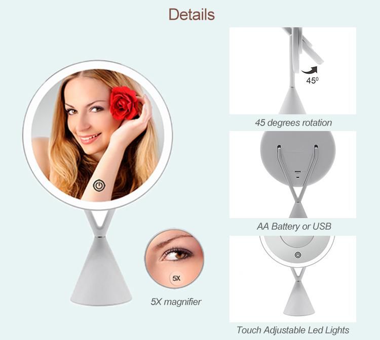 Touch Screen Make up LED Mirror Cosmetic Mirror High Definition 5X Magnifying Mirror