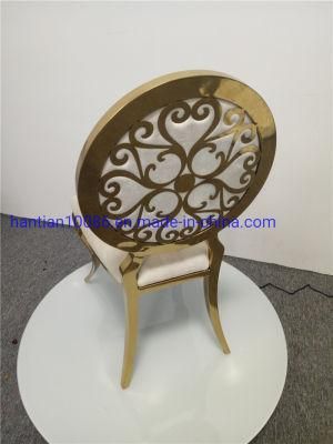 Modern Wholesale Luxury Gold Stainless Steel Wedding Chair with White Pad for Dining Room