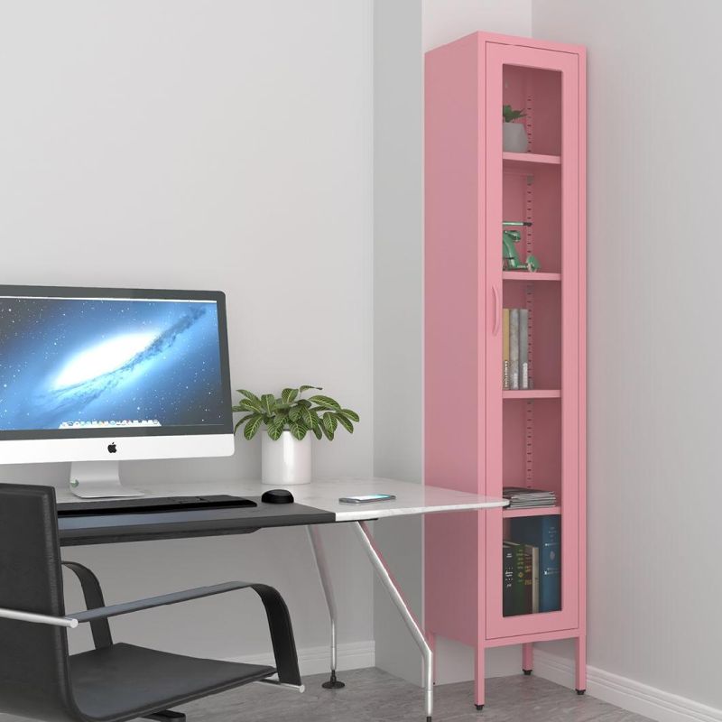 High Feet Little Space Things Storage Locker Filing Cabinet Corner Standing Metal Office Furniture 5 Years Modern Sweet Pink Color